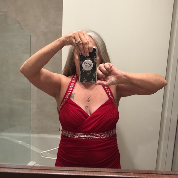 Trixxi 3 💞 Fashions Red Evening Wear Fits Med 34-36 Bust Hi-low Maxi Length - Picture 9 of 16